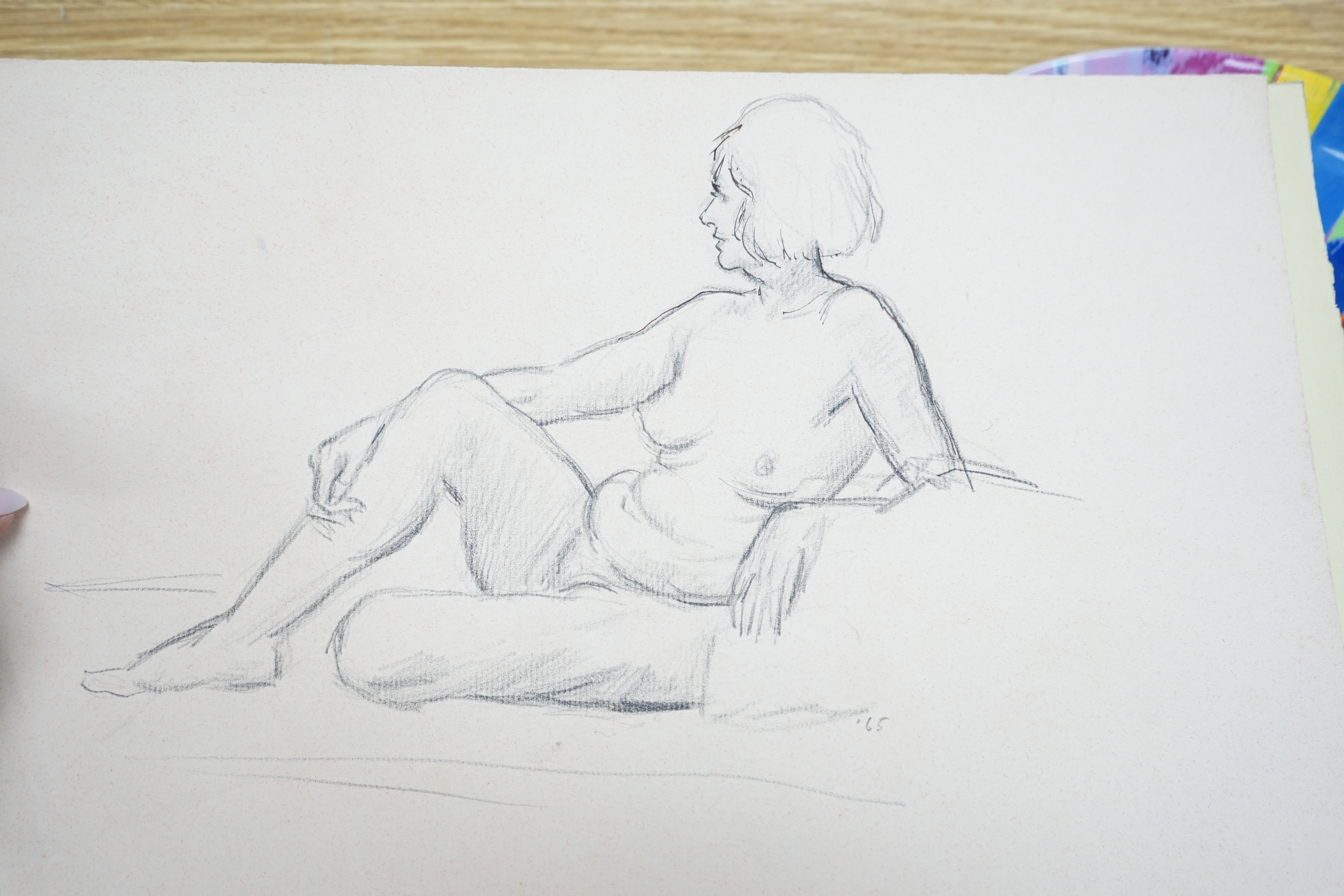 Clifford Hall (1904-1973), four mixed media’s on paper, Figural and nude studies, one dated '65, largest 38 x 28cm